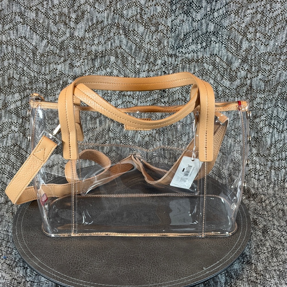Hammitt Addie Medium Clear Tote Bag Purse Toast Tan Stadium concert